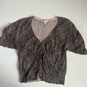 New York & Company Brown Leopard Print Blouse